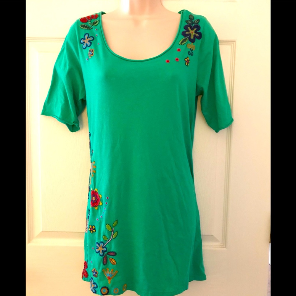 Johnny Was Embroidered Floral Top